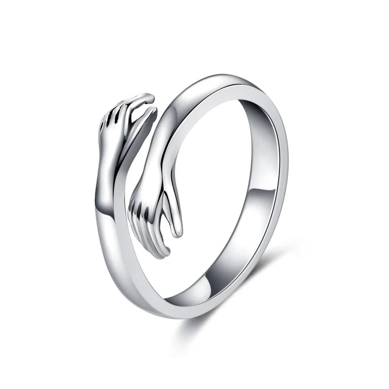 Ring Hug™ Handmade Sterling Silver S925 Customizable Gift Idea for Him Her Luxury Jewelry with Gift Box and Thank You Note