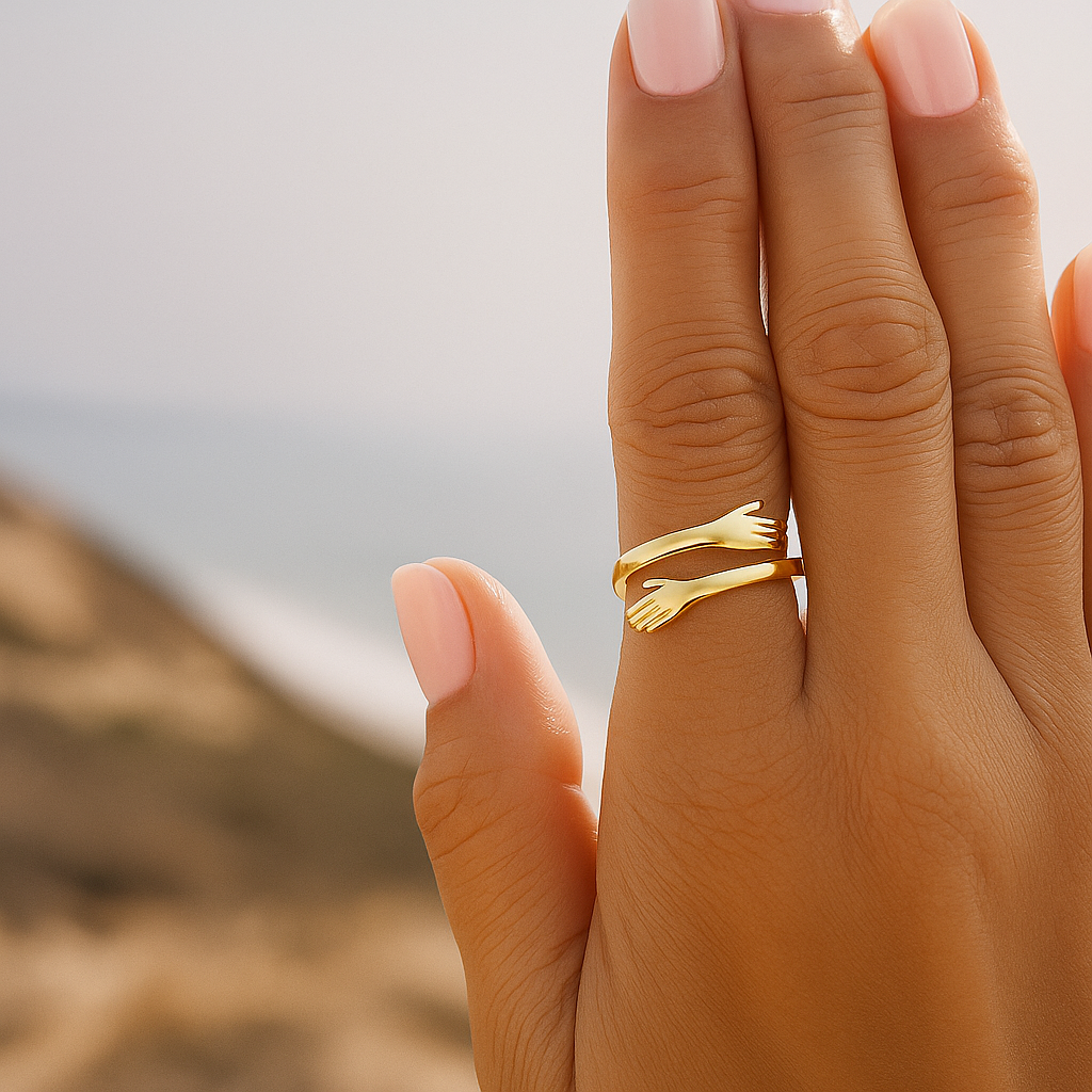 Ring Hug™ Handmade Sterling Silver S925 Customizable Gift Idea for Him Her Luxury Jewelry with Gift Box and Thank You Note