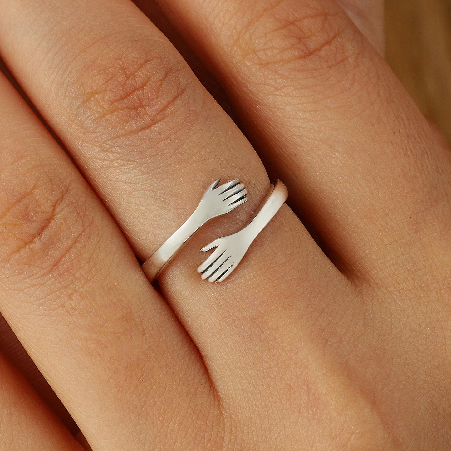 Ring Hug™ Handmade Sterling Silver S925 Customizable Gift Idea for Him Her Luxury Jewelry with Gift Box and Thank You Note