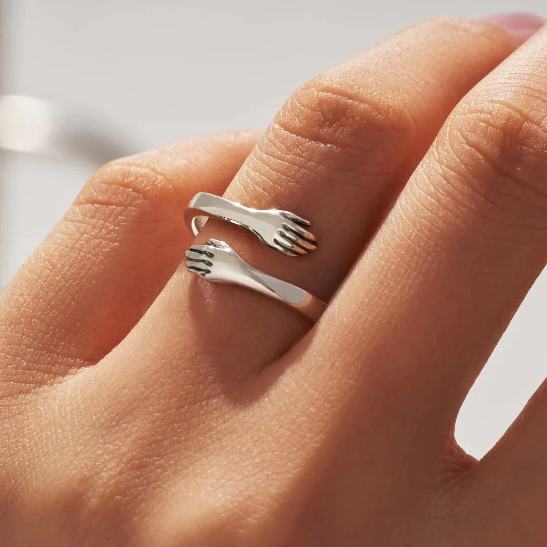 Ring Hug™ Handmade Sterling Silver S925 Customizable Gift Idea for Him Her Luxury Jewelry with Gift Box and Thank You Note