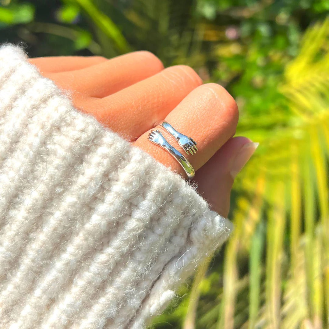 Ring Hug™ Handmade Sterling Silver S925 Customizable Gift Idea for Him Her Luxury Jewelry with Gift Box and Thank You Note