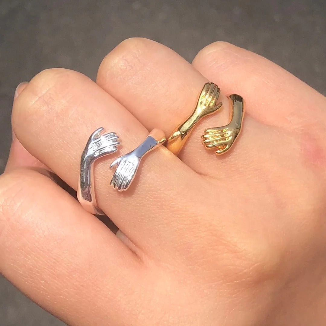 Ring Hug™ Handmade Sterling Silver S925 Customizable Gift Idea for Him Her Luxury Jewelry with Gift Box and Thank You Note