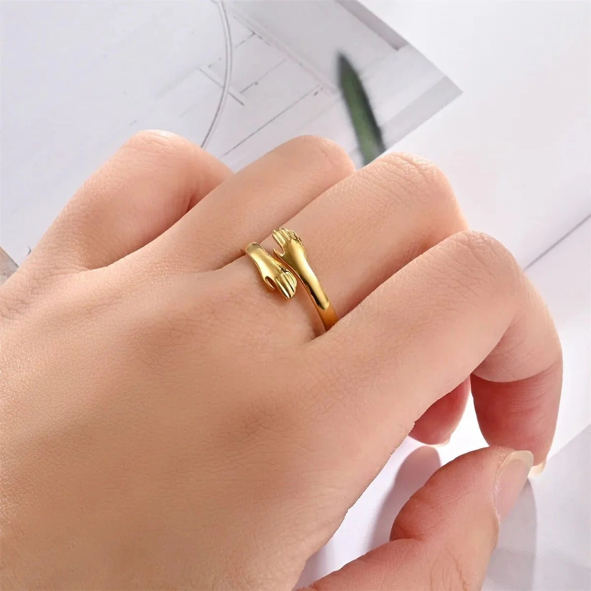 Ring Hug™ Handmade Sterling Silver S925 Customizable Gift Idea for Him Her Luxury Jewelry with Gift Box and Thank You Note