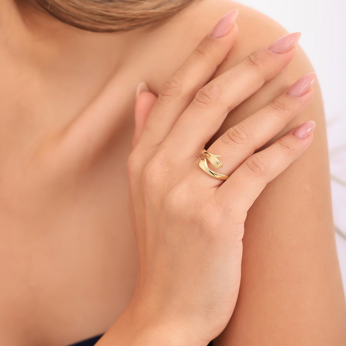 Ring Hug™ Handmade Sterling Silver S925 Customizable Gift Idea for Him Her Luxury Jewelry with Gift Box and Thank You Note