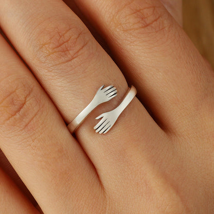 Ring Hug™ Handmade Sterling Silver S925 Customizable Gift Idea for Him Her Luxury Jewelry with Gift Box and Thank You Note
