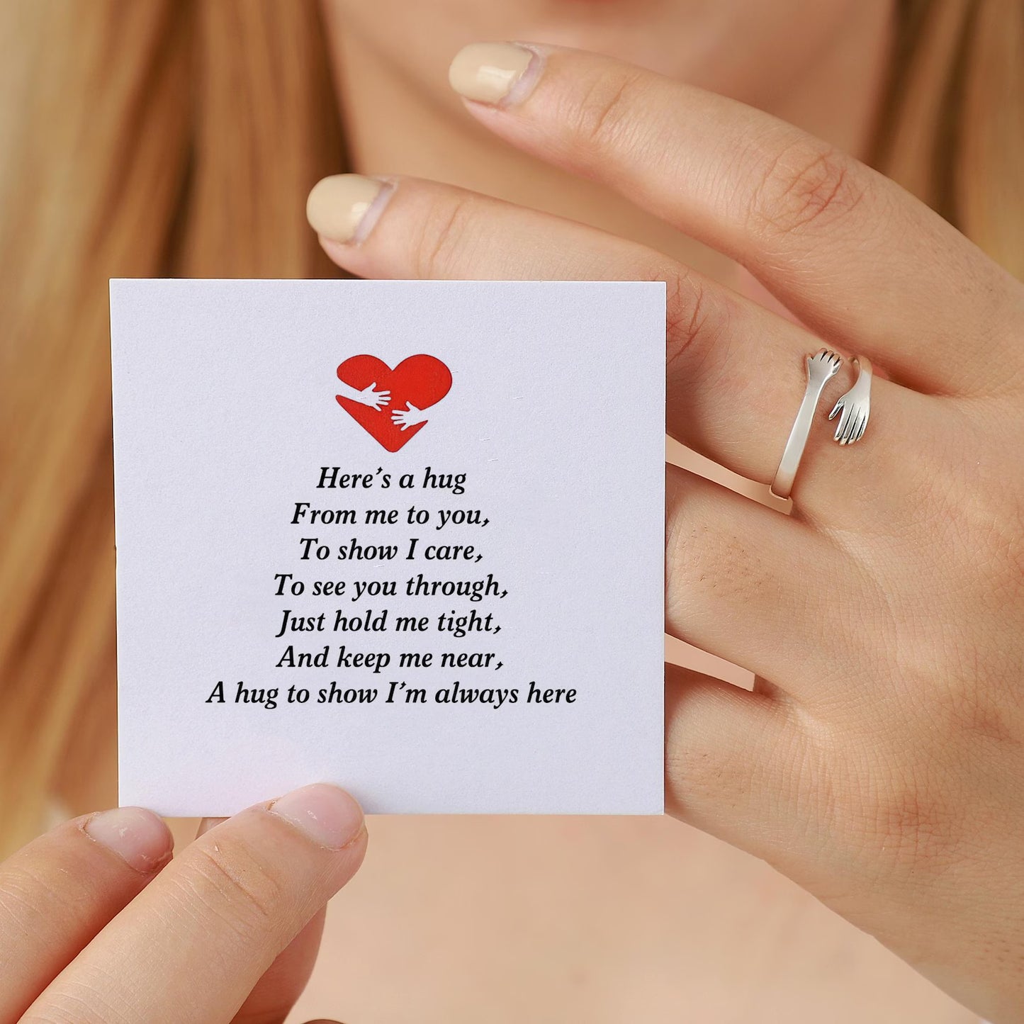 Ring Hug™ Handmade Sterling Silver S925 Customizable Gift Idea for Him Her Luxury Jewelry with Gift Box and Thank You Note
