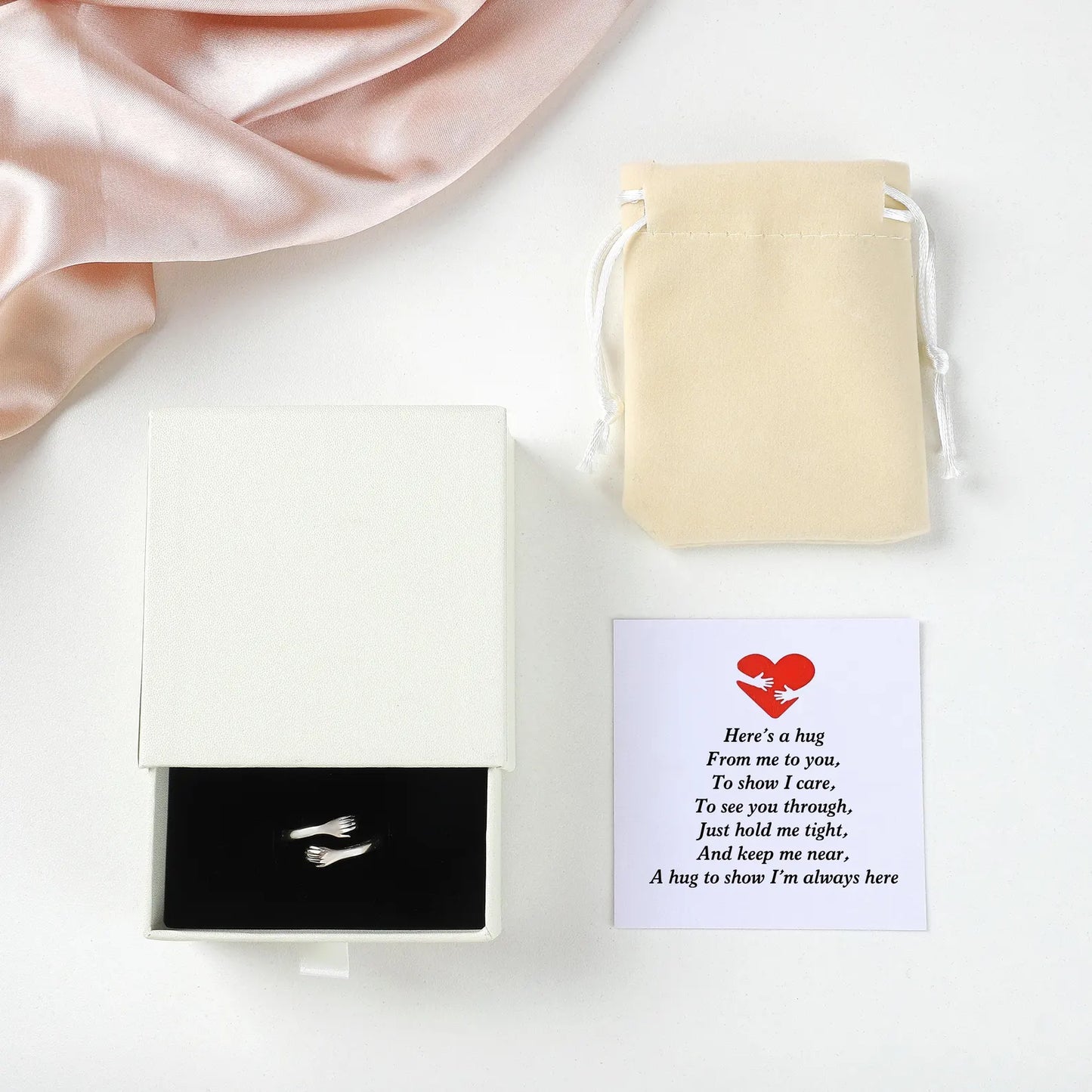 Ring Hug™ Handmade Sterling Silver S925 Customizable Gift Idea for Him Her Luxury Jewelry with Gift Box and Thank You Note