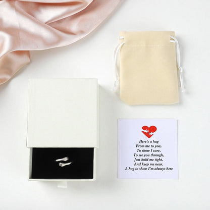 Ring Hug™ Handmade Sterling Silver S925 Customizable Gift Idea for Him Her Luxury Jewelry with Gift Box and Thank You Note